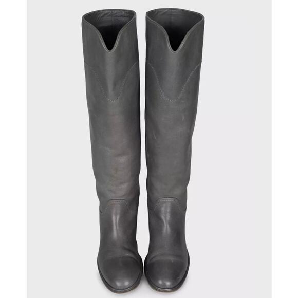 Chanel Grey Leather Knee-High Boots - Size 39.5 - Picture 2 of 6